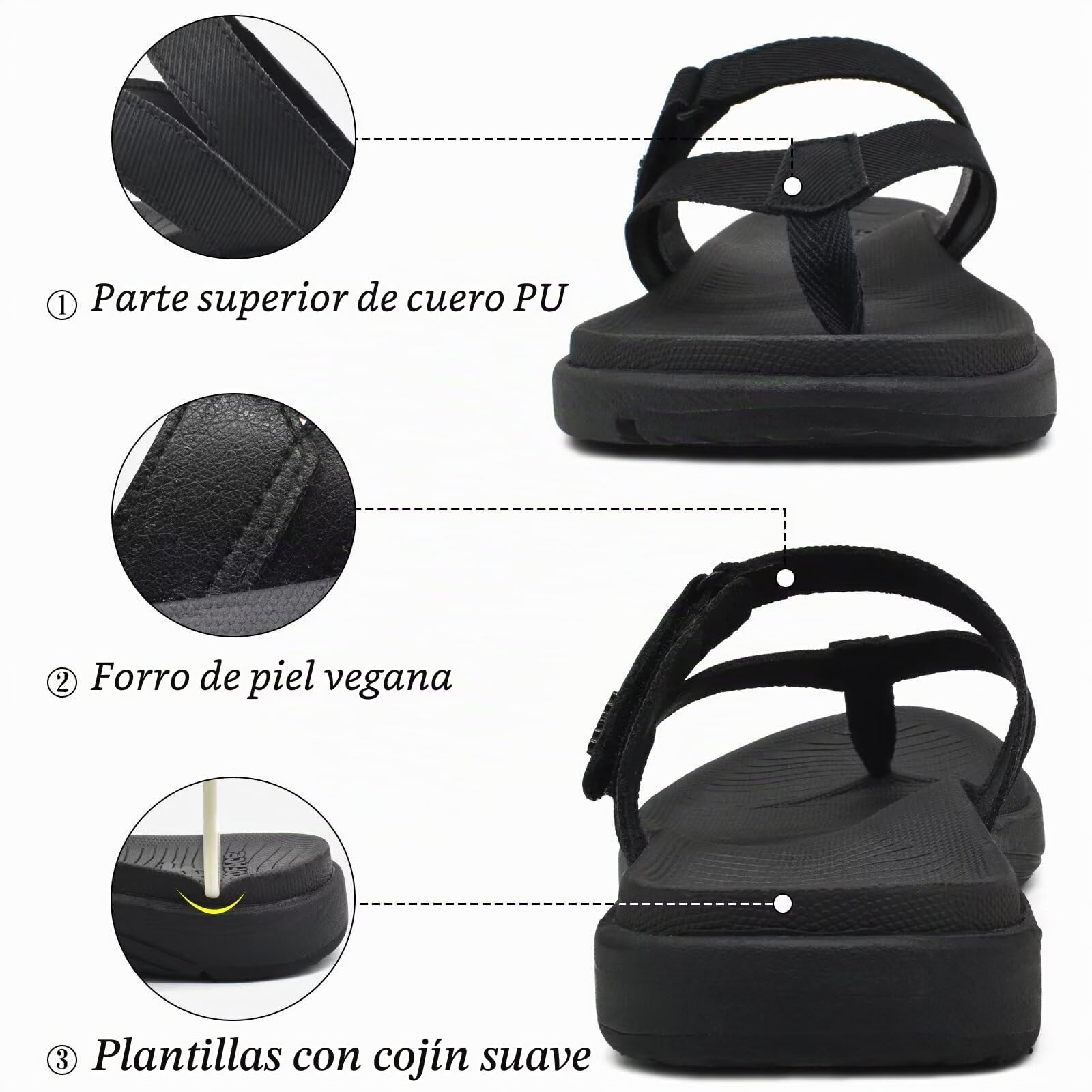 COFACE Chanclas Mujer Moda Ortopedicas Sandalias de Dedo Cuero Verano Playa Antideslizante