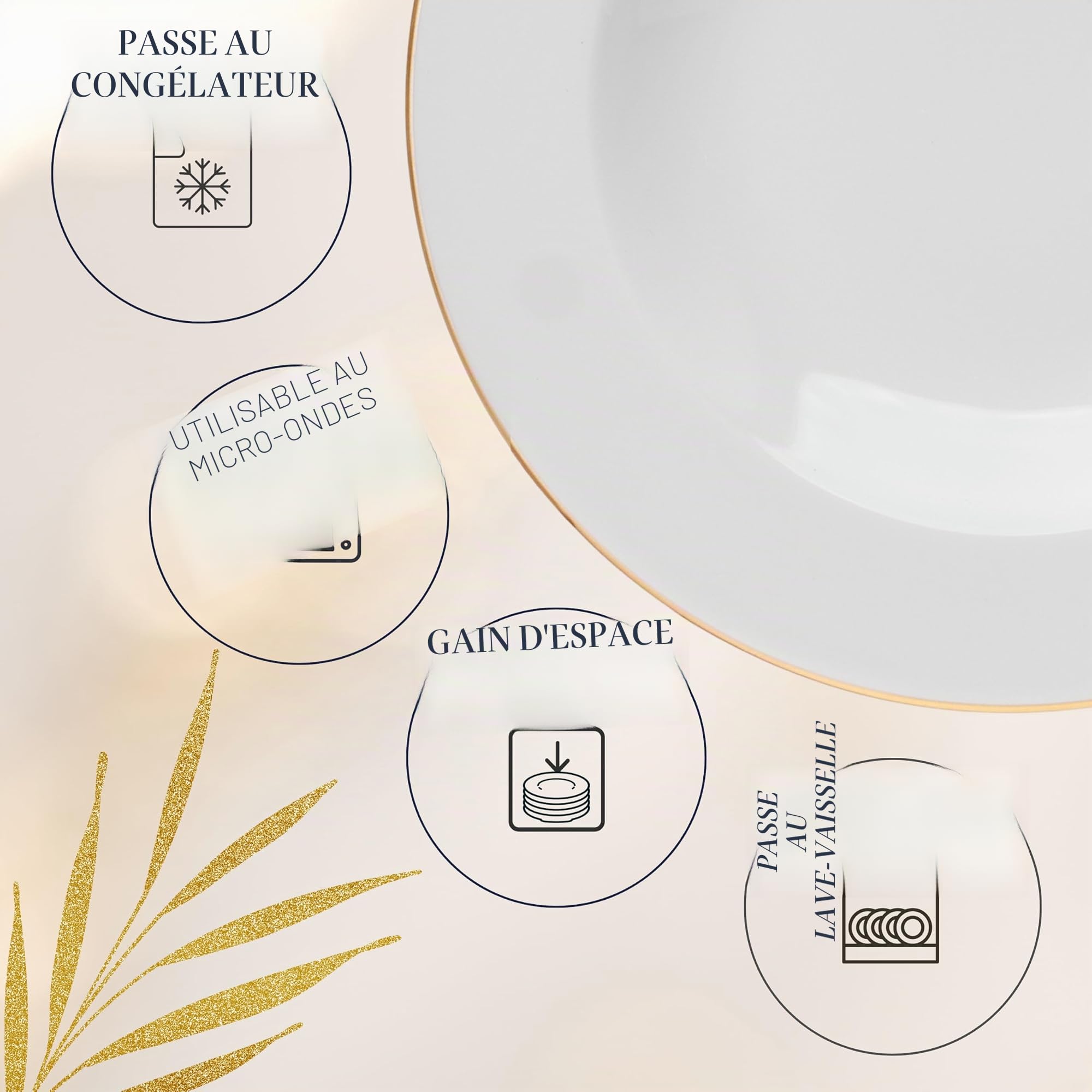 Porland Mina - Service de table en porcelaine 18 pièces doré - Complète et élégant