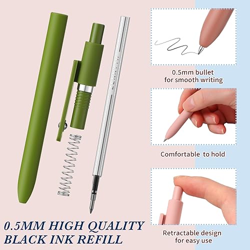 Miniatura 3 de Epakh 20 bolígrafos de tinta de gel, color negro, retráctil, escritura suave, bonito diseño, adecuado para tomar notas, dibujar, álbumes de