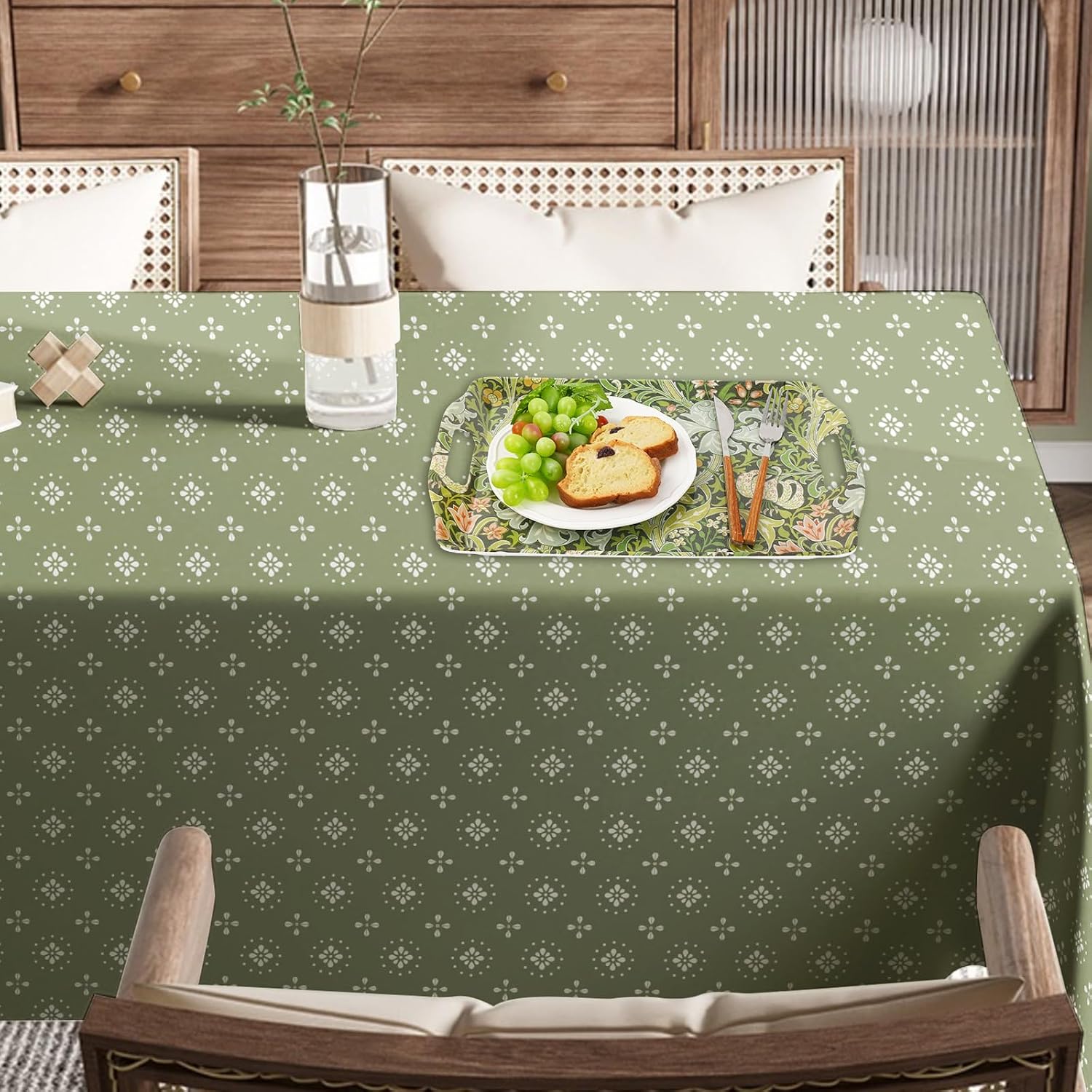 FYSUIMU 3 Pcs Vintage Floral Serving Tray 15 x 10 Inch Greenery Platters