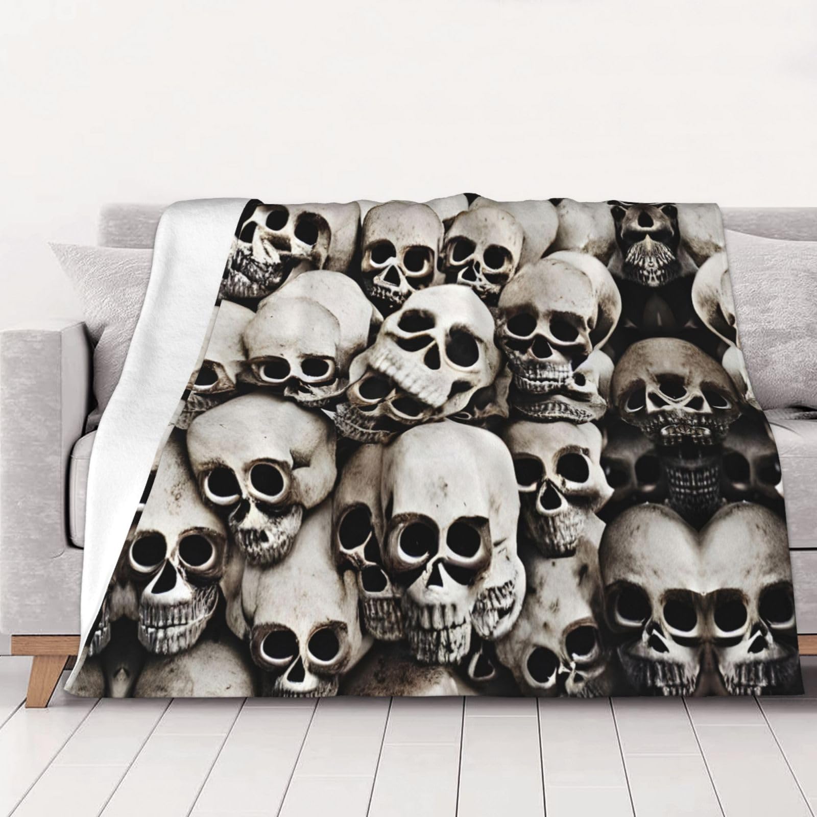 Gewichtete mexikanische Totenkopf-Decke, 76,2 x 101,6 cm, weiches Flanell, wendbar, gemütlich, extra warm, Decke für Bett, Couch