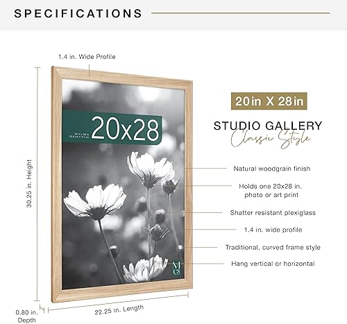Vista 168 de MCS Studio Gallery Marco para póster de 16 x 24 pulgadas, imitación de veta de madera de color negro, colgar en horizontal o vertical, grande