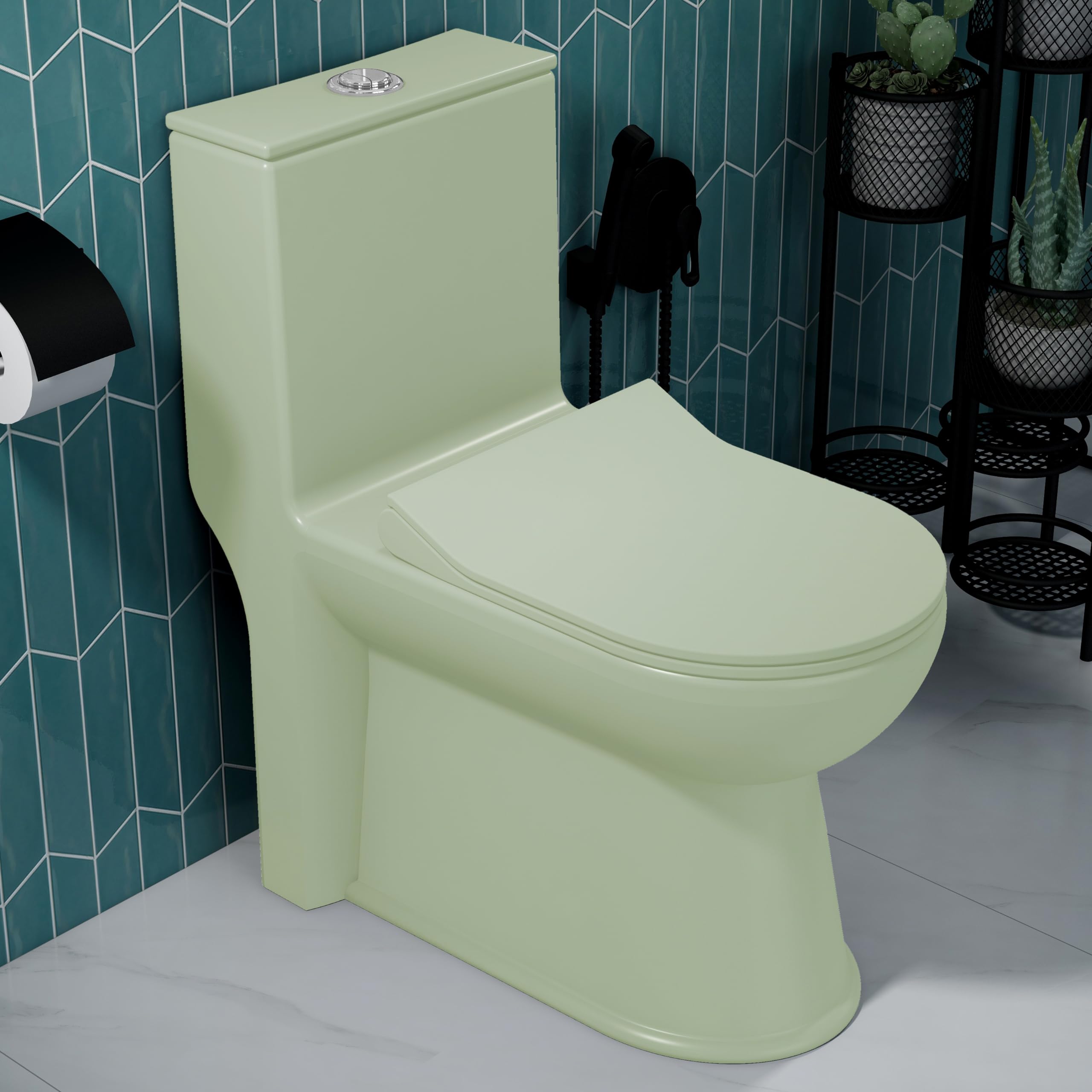 Plantex Platinum Ceramic Rimless One Piece Western Toilet/Commode for Toilet/Commode With Soft Close Toilet Seat - S Trap Outlet (Olive) (B0BYZFXJ8T) Amazon Price History, Amazon Price Tracker