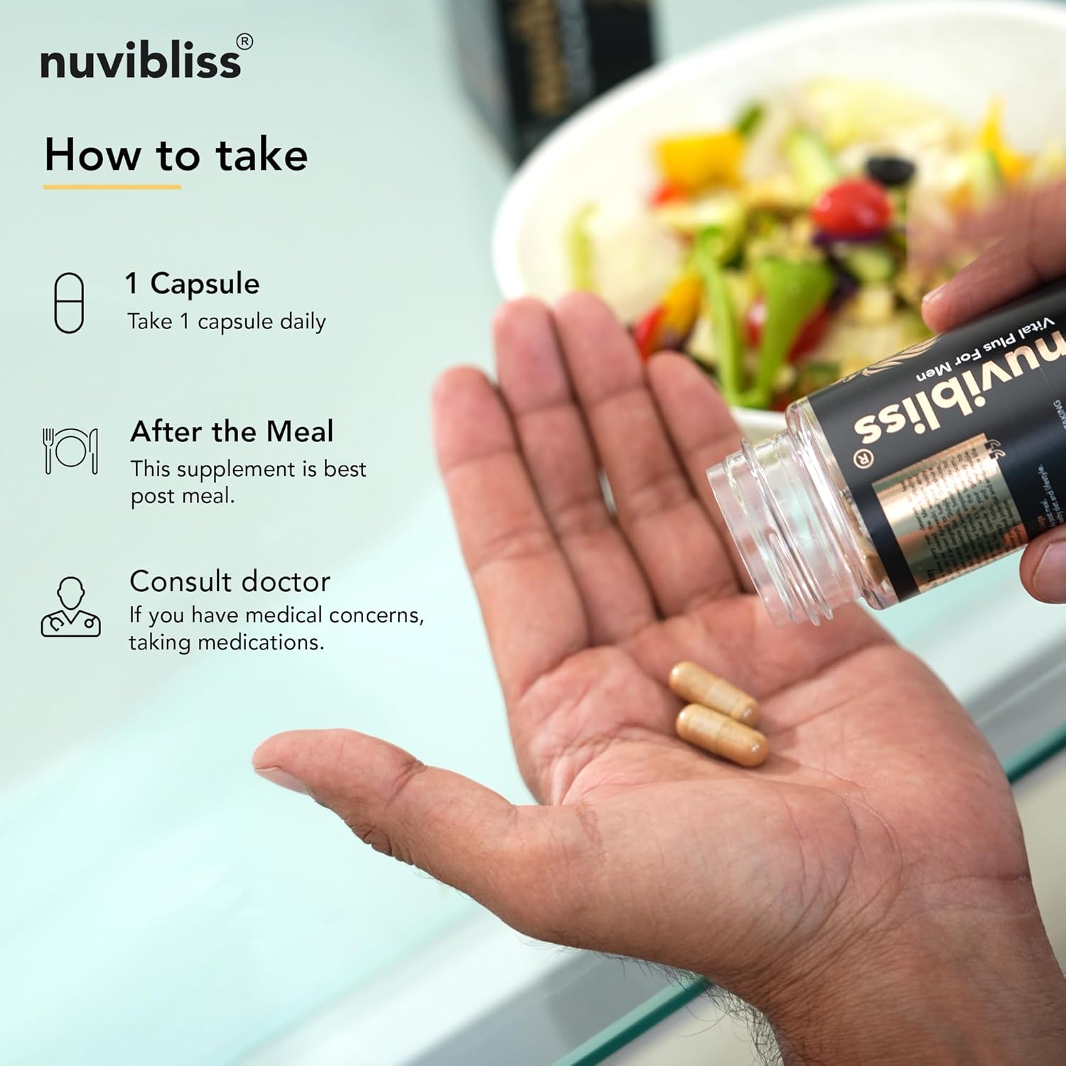 Nuvibliss important plus for men | Ayurvedic herbal supplement with traditional ingredients | Daily support for energy and welfare. 30 Vegetarian Capsules