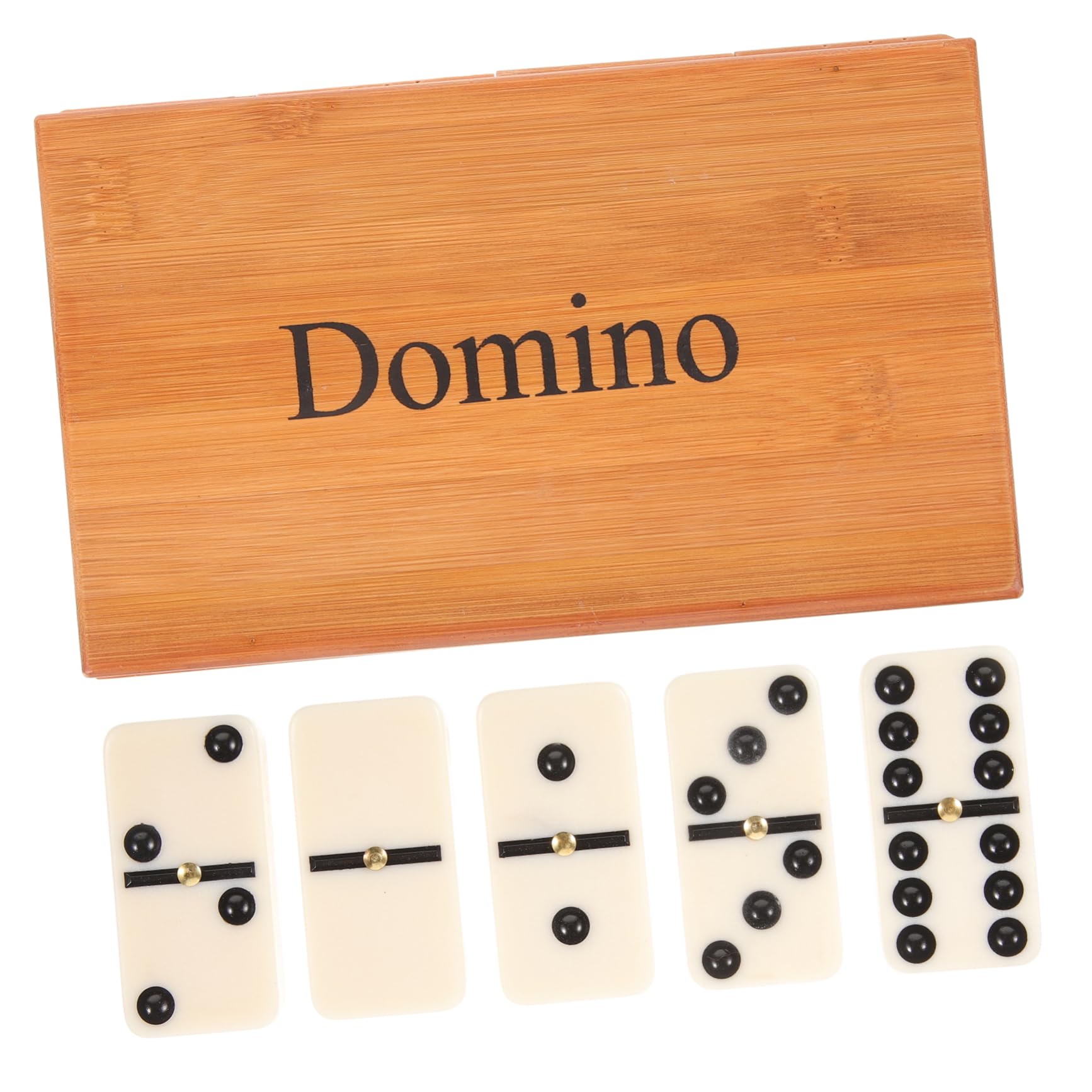 UPKOCH Jeu de Dominos en Bambou et Plastique Beige Coffret de Rangement, pour Coordonner Main-œil, pour Amusement en Famille et Jours de Pluie