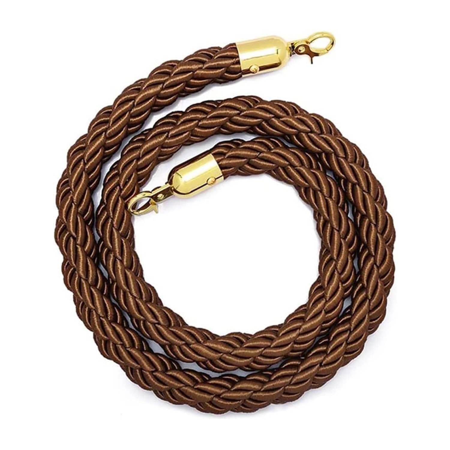 KLGFBDC Premium Brown Crowd Control Rope with 2.5m Twisted Hemp Barrier for Event Separation and Safety and Stylish Divider for Indoor/Outdoor Use