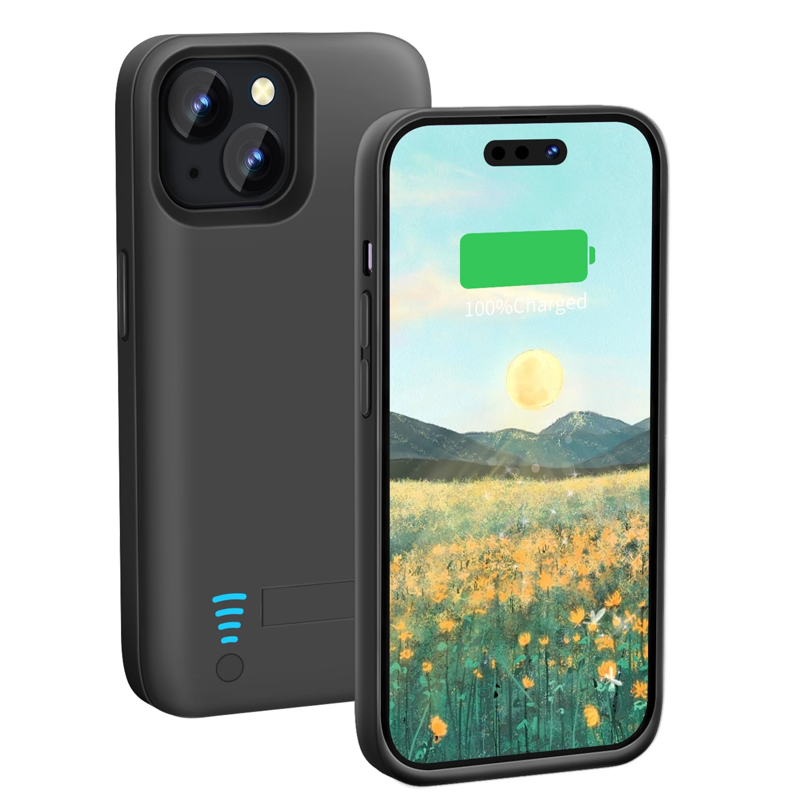 Loytal Battery Case for iPhone 15, 5000mAh Rechargeable Extended Battery Charging/Charger Case, Add 100% Extra Juice (6.1 inch) Black