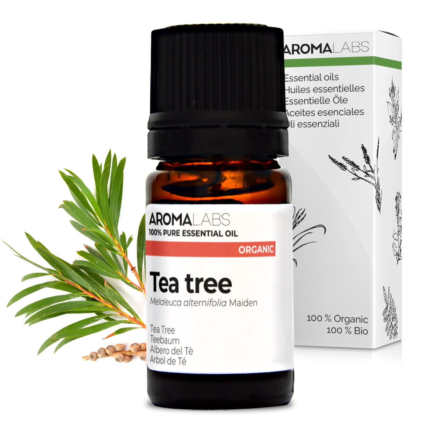 BIO - Tea Tree Essential Oil - 5mL - 100% Pure, Natural, Chemotyped and AB Certified - AROMA LABS (French Brand)
