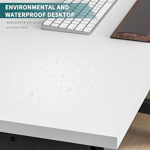 Miniatura 3 de SMUG Escritorio de computadora de 32 pulgadas para oficina en casa, bolsa de almacenamiento de escritorio de madera y gancho para auriculares,