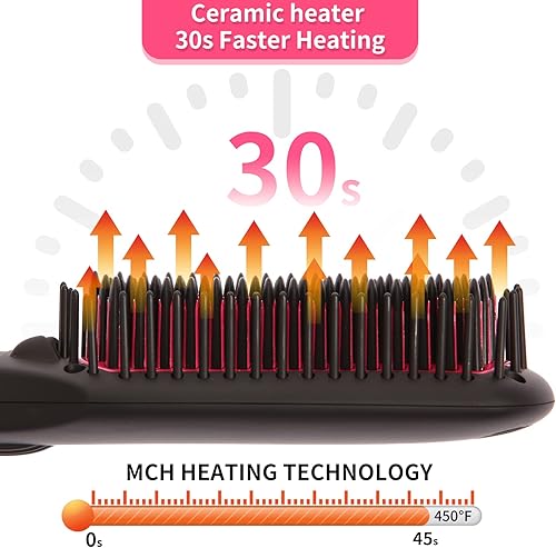 Miniatura 4 de Cepillo alisador de pelo de iones negativos mejorados, anti-quemaduras de pelo caliente Herramientas y electrodomésticos Peine para mujeres de