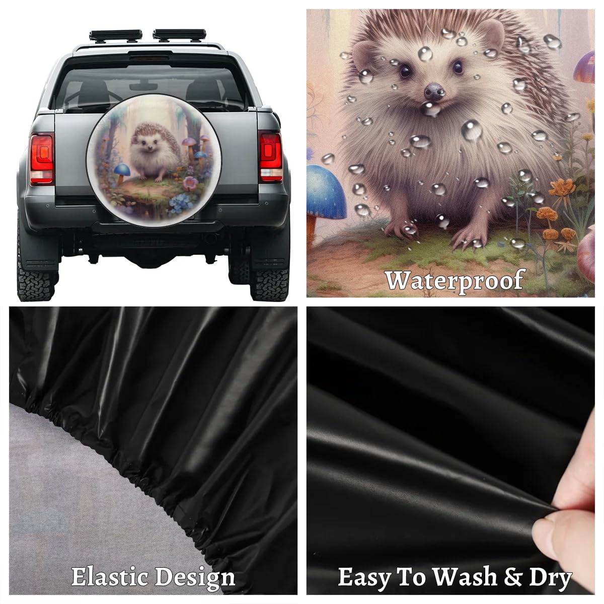 LOJAOGON Hedgehog Spare Tire Cover - Universal 14 Inch Waterproof Dust-Proof Wheel Protector For Trailers, RVs, Trucks - View #5