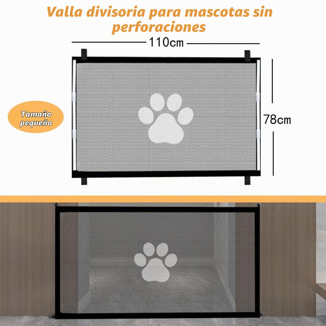 1 Pcs Puerta de seguridad para perros y gatos, 110 x 78 cm, valla exterior, portátil, plegable, universal, extensible, para bebés, puerta divisoria, puerta interior y exterior
