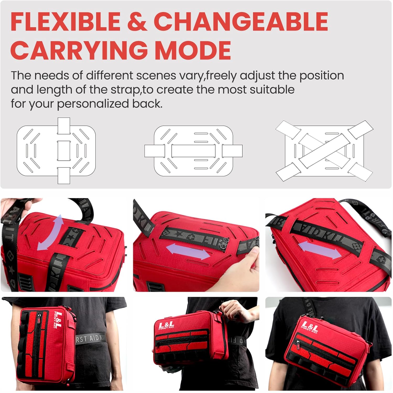 First Aid Kit for Car Home Travel Businesses,450 Piece Survival Gear First Aid,Large First Aid Kit Survival,Waterproof Emergency Medical Kit for Outdoor Vehicles Camping Hiking Boating Office(Red)