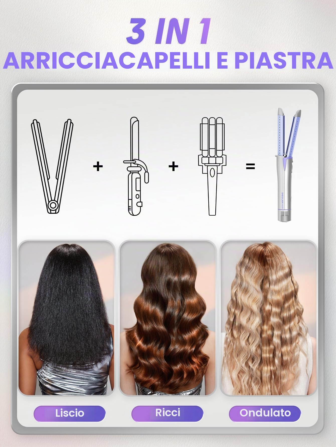 SHEGLAM Piastra per Capelli ad Aria Fredda con Pettine - Flusso d'Aria 360°, 4 Livelli di Temperatura, Doppia Tensione