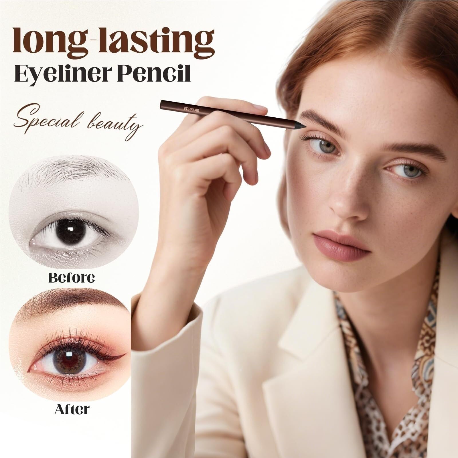 Matita eyeliner waterproof, 2025 Nuovo eyeliner duo waterproof 24 ore, matita occhi temperabile, senza sbavature, non sbiadisce, liscia e facile da colorare con 100 bastoncini di cotone.(Mix 7PCS)