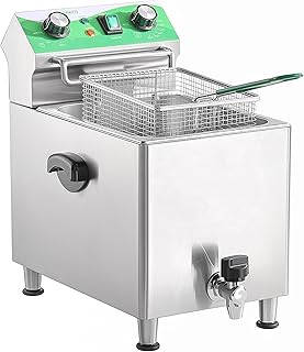 Deep Fryer with Basket and Lid Commercial Fryers with Oil Filtration and Timer 12L/12.7QT Electric Countertop Fryer Stainless Steel Single Tank Fryer for Home and Reastaurant Use 110V 1750W