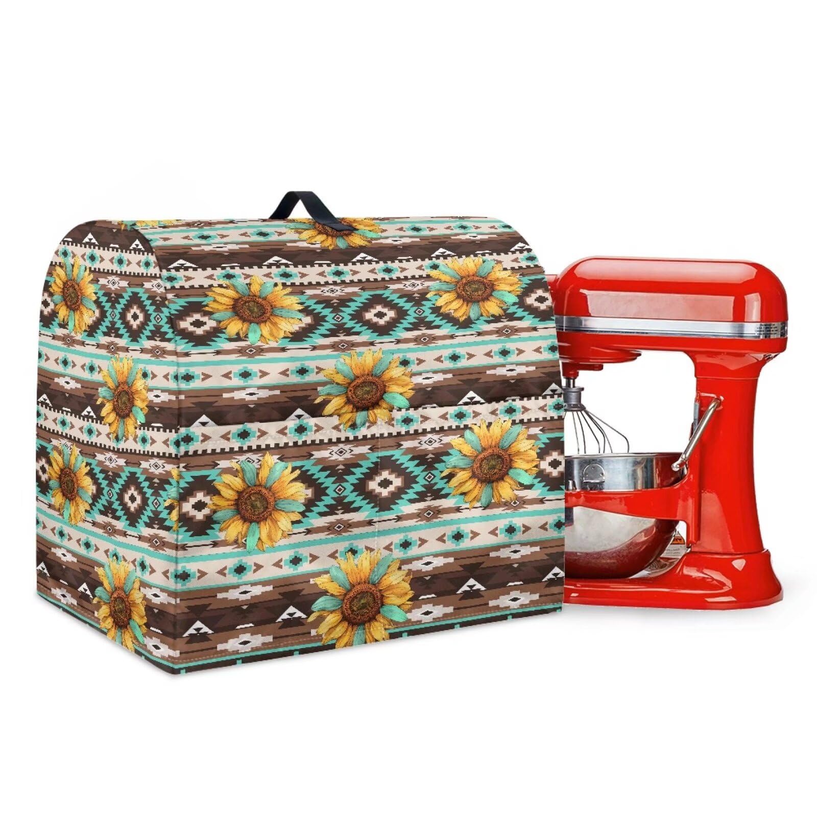 Talayituse Sunflower Geometric Print Stand Mixer Cover Compatible with 4.5-5 Quart Kitchen Aid Mixer, Navajo Ethnic Tribe Washable Mixer Covers Fit All Tilt Head &amp; Bowl Lift Models Mixers, Small