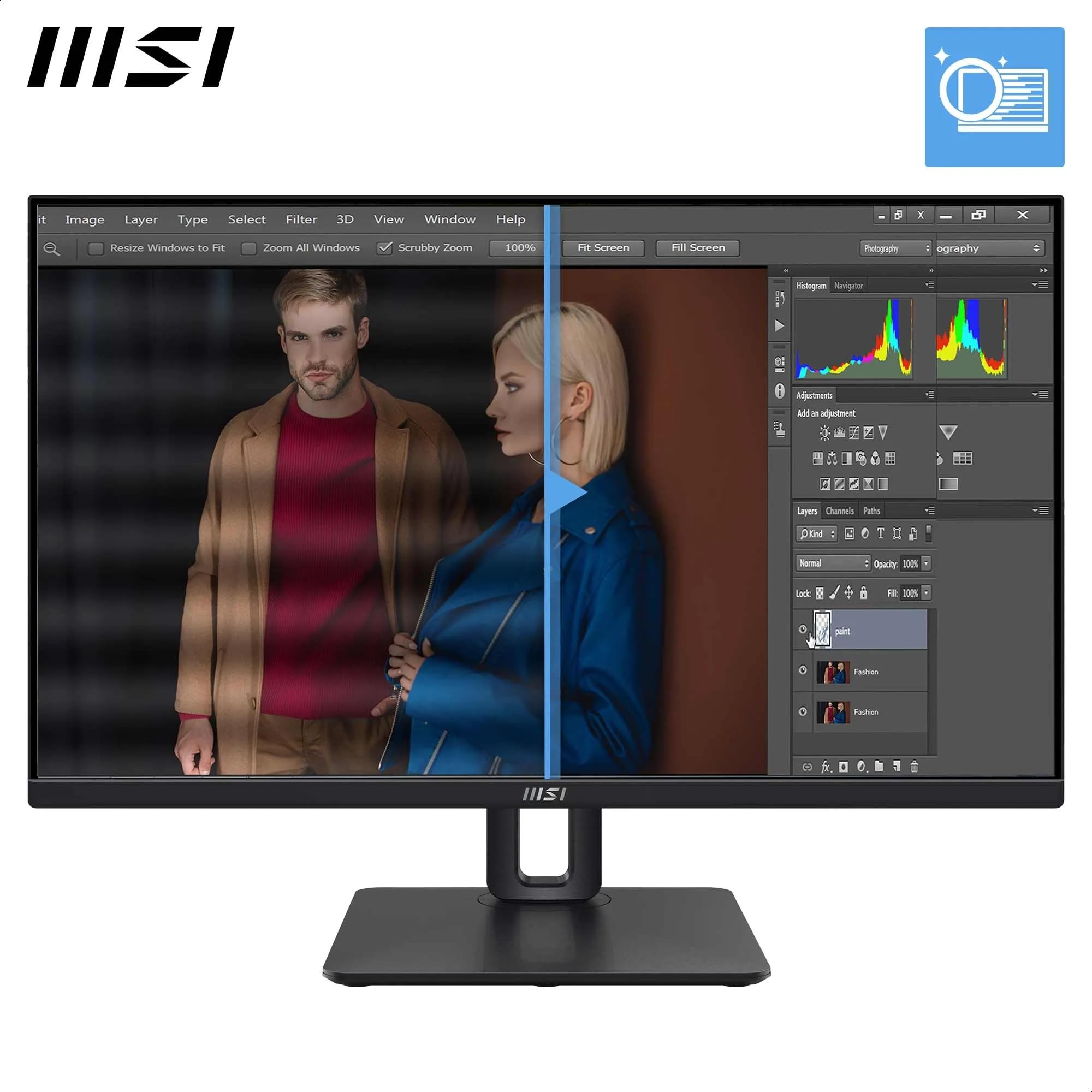 Msi Pro Mp245pg LeD-Monitor 60 Cm (23.8 Zoll), Schwarz, Fullhd, Ips, AdaptivE-Sync, 100hz Panel (9s6-3pc19M-003)