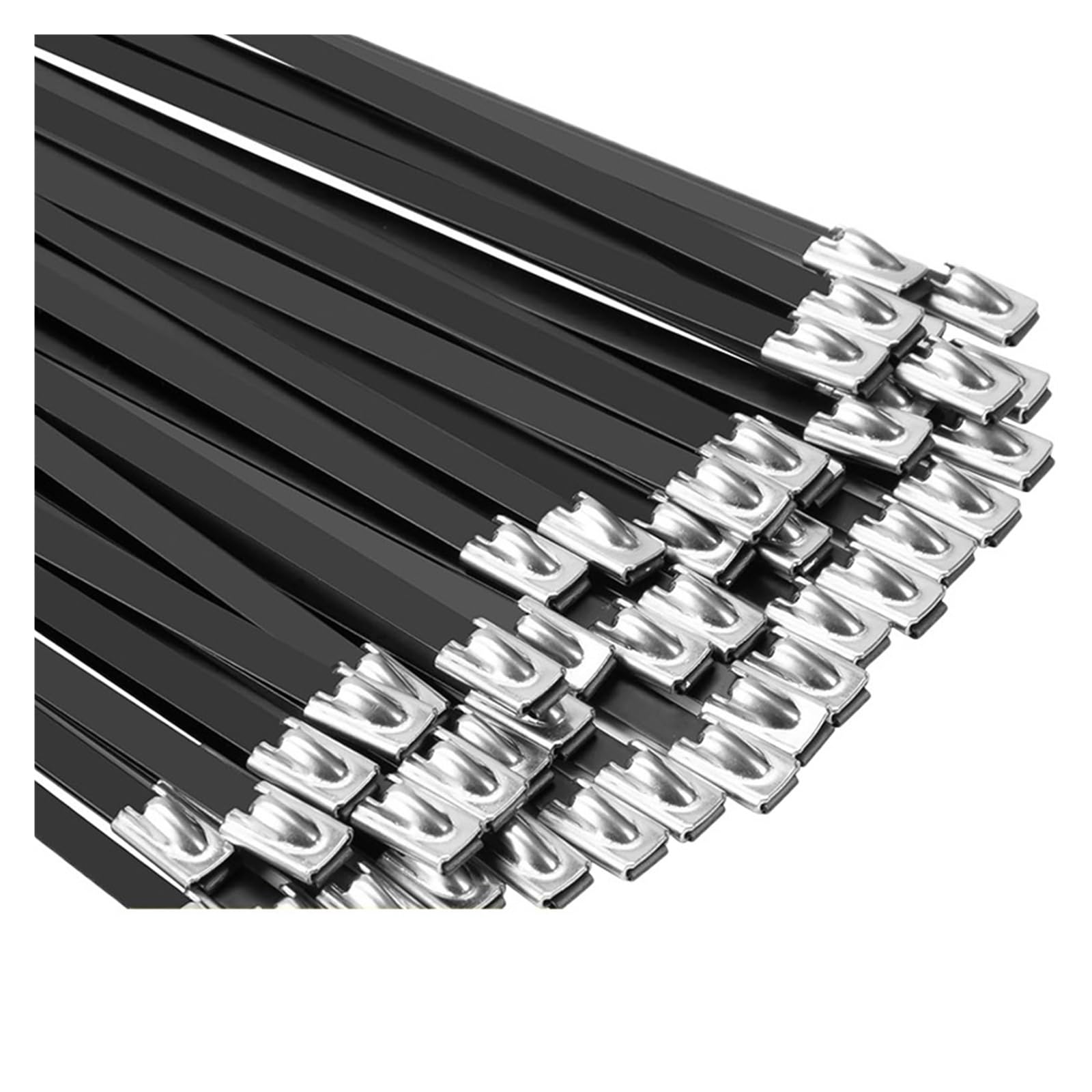 Efrjuwi Black- 4.6X200mm Stainless Steel Black Silver Cable Ties Metal Coated Self-Locking Cables Tie Heavy Duty Fastener Organizer Zip-Exhaust Wraps(,20Pcs)