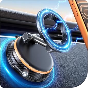 Upgraded Car Phone Holder for Magsafe [108+LBS Strongest Suction & 3000gf Magnetic] Vacuum Magnetic Phone Holders for Your Car 360 Adjustable Car Phone Mount for iPhone & Android Light Black