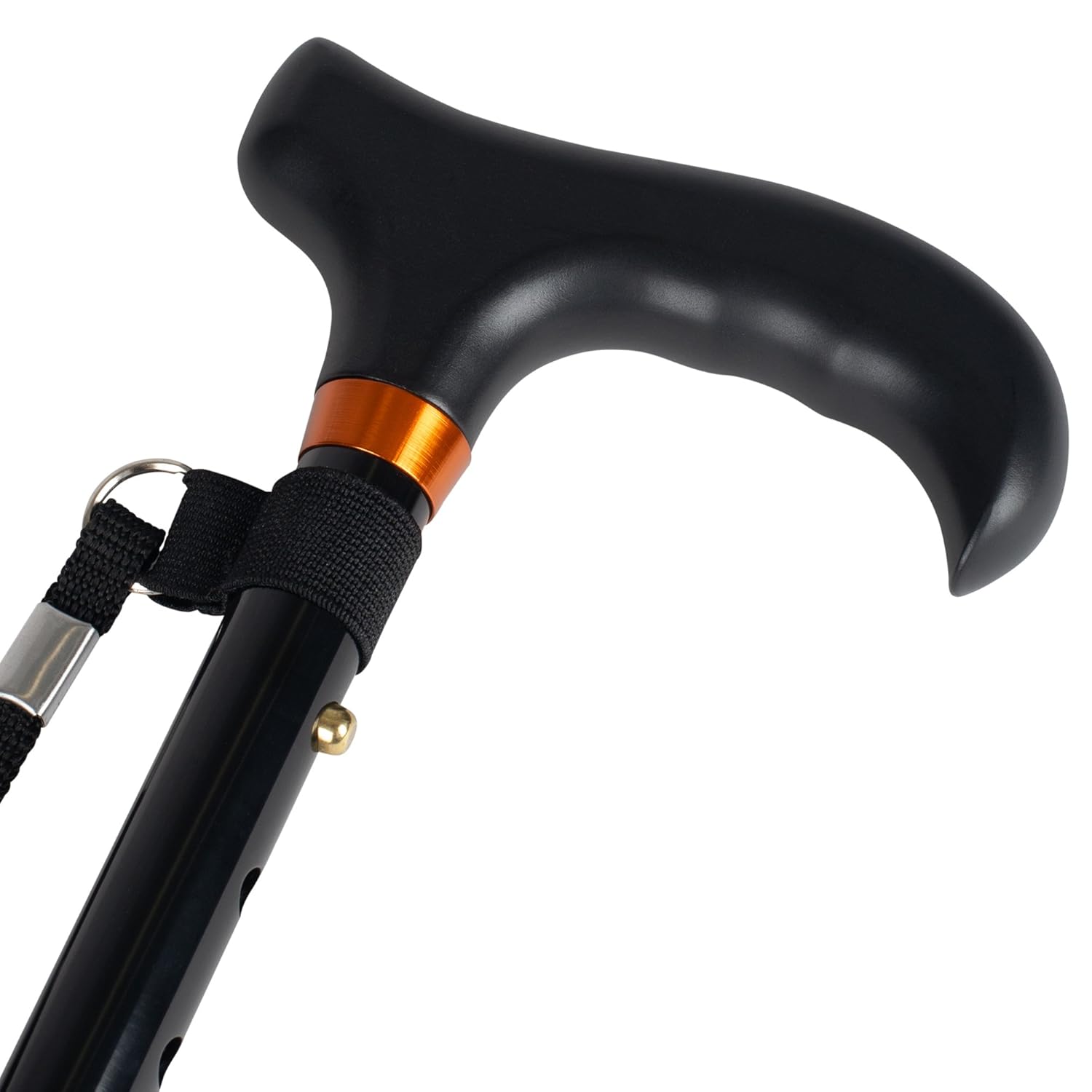 HARVY Mini Folding Cane – Adjustable Travel Walking Stick for Men & Women, Lightweight Aluminum with Solid Wood Derby Handle, Compact & Portable (Black)