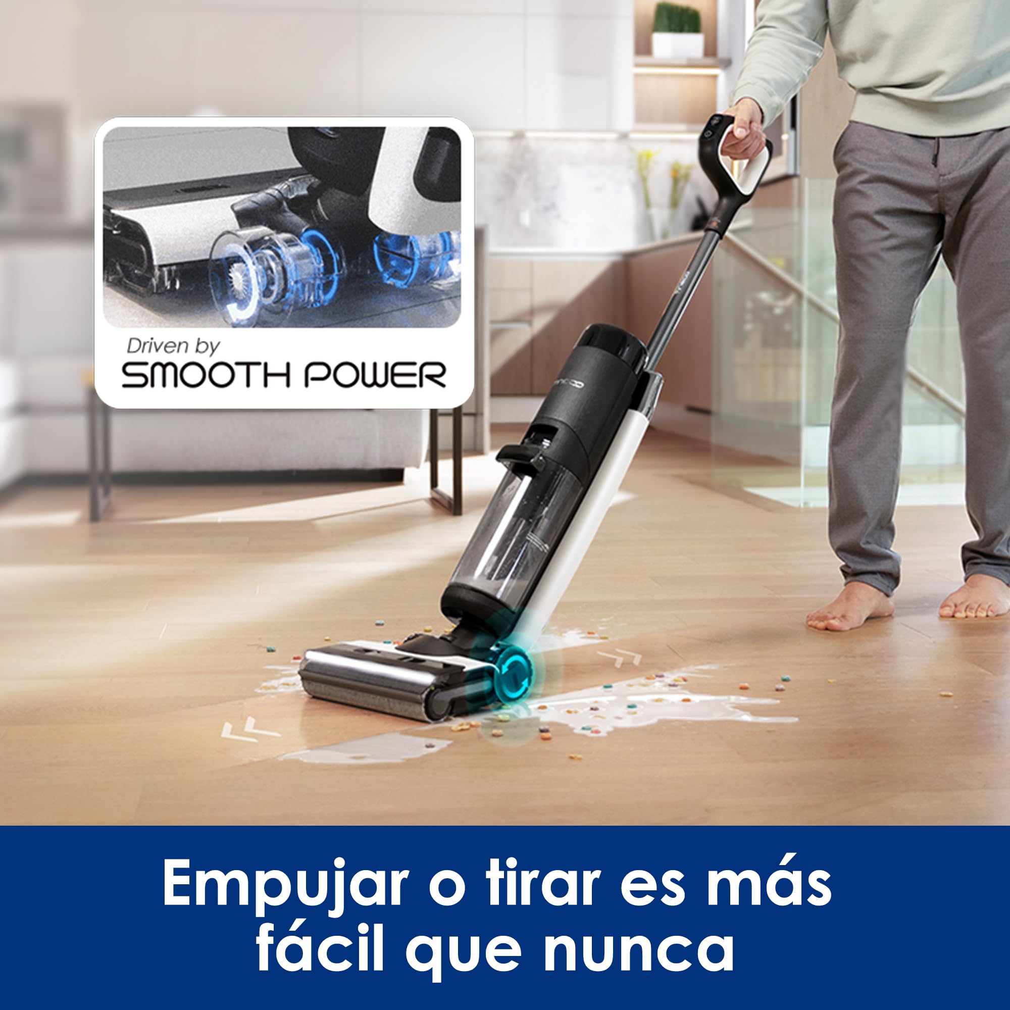 Tineco Floor One S7 Pro - Aspirador inalámbrico para Suelos Duros, Limpia Siempre con Agua Limpia, Pantalla LED, Larga duración, Elimina Manchas difíciles y pelos de Mascotas