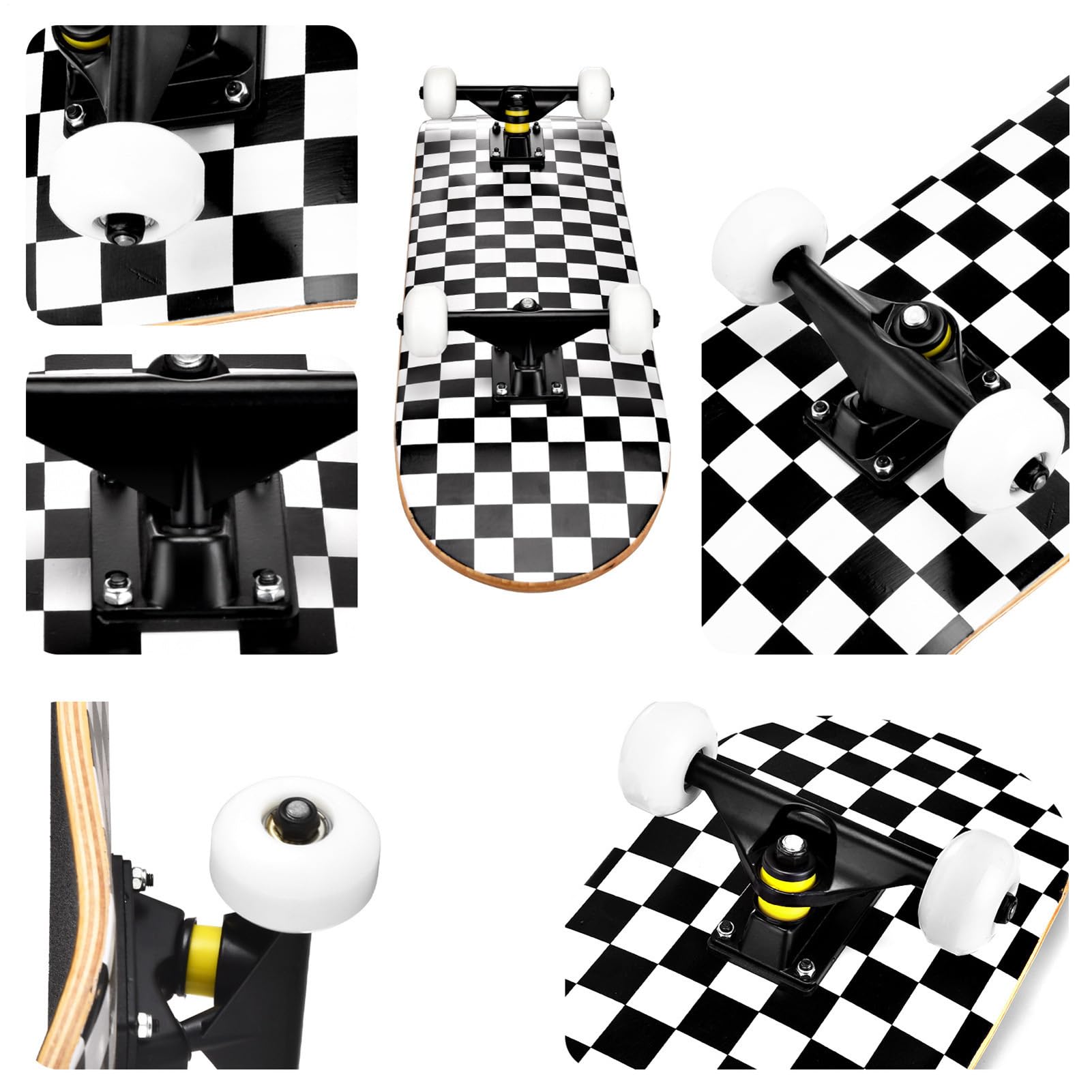 Skateboard en érable à 7 de 31 Pouces - Skateboard à Quatre Roues | concave à double kick - Skateboard de route pour adultes - Skates de route pour adultes - Exercice de trucs de parc - Pour