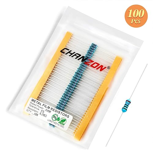 Vista 244 de Chanzon 100pcs 1/4W (0.25W) 33K Ω ohmios Resistencia fija de película metálica 0.01 ±1% Tolerancia 33KR MF Resistencias de orificio pasante