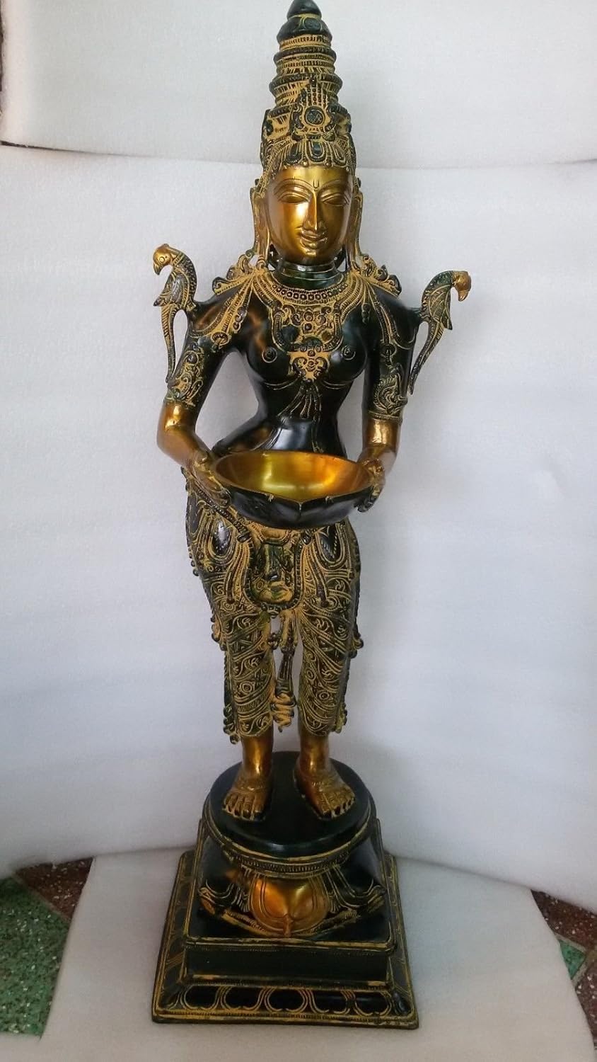 JG Rarest of Rare Deep Lakshmi Brass Metal Statue Home