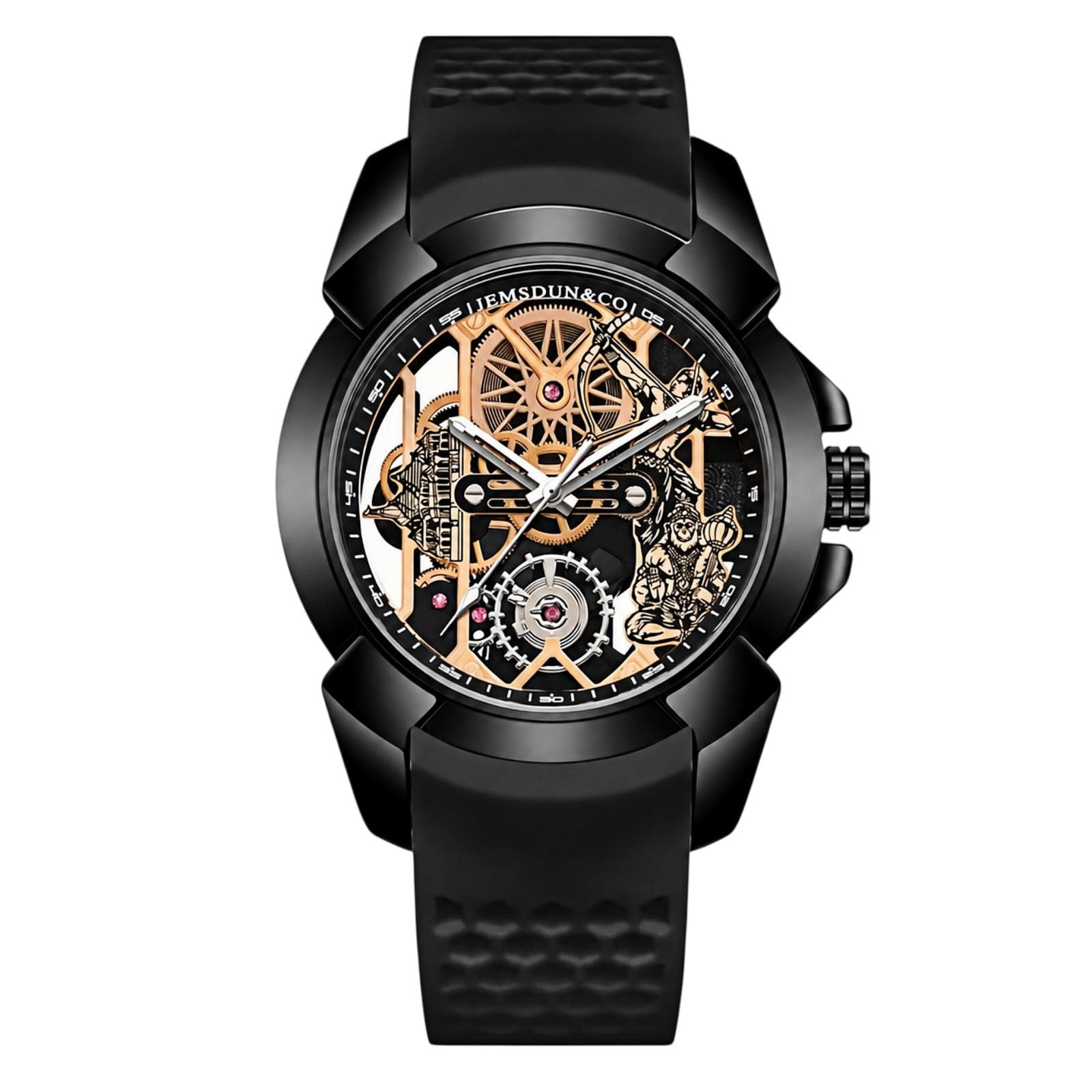 Fashion Men's Skeleton Luminous Quartz Watch with Silicone Strap-image-20