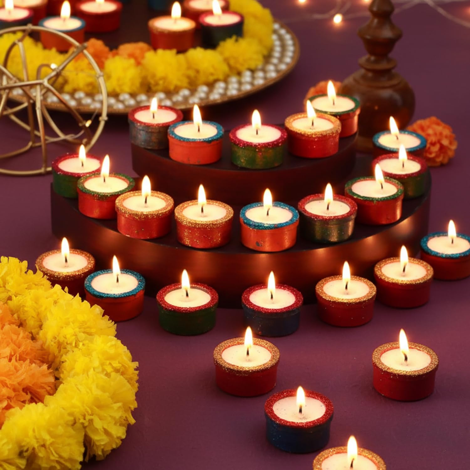 TIED RIBBONS Diwali Clay Diya Set of 20 | Handmade Terracotta Diyas for Indian Pooja Puja Oil Diya Lamp for Mandir, Temple, Indian Gift Items, Ganesh Chaturthi Decoration