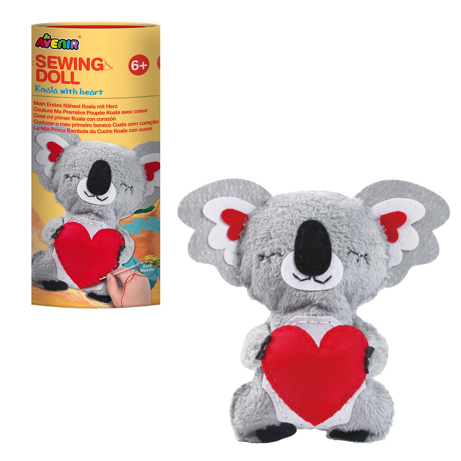 Avenir 6301618 DIY Nähset, Sewing Koala, Bastelset für Kinder, Kreativ-Set, ab 6 Jahren, Mittel