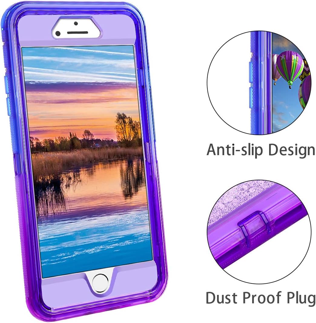 Coolden Case for iPhone 6S Plus Case Protective Glitter Case for Women Girls Cute Bling Sparkle Heavy Duty Hard Shell Shockproof TPU Case for 5.5 Inches iPhone 6 Plus 7 Plus 8 Plus, Blue Purple