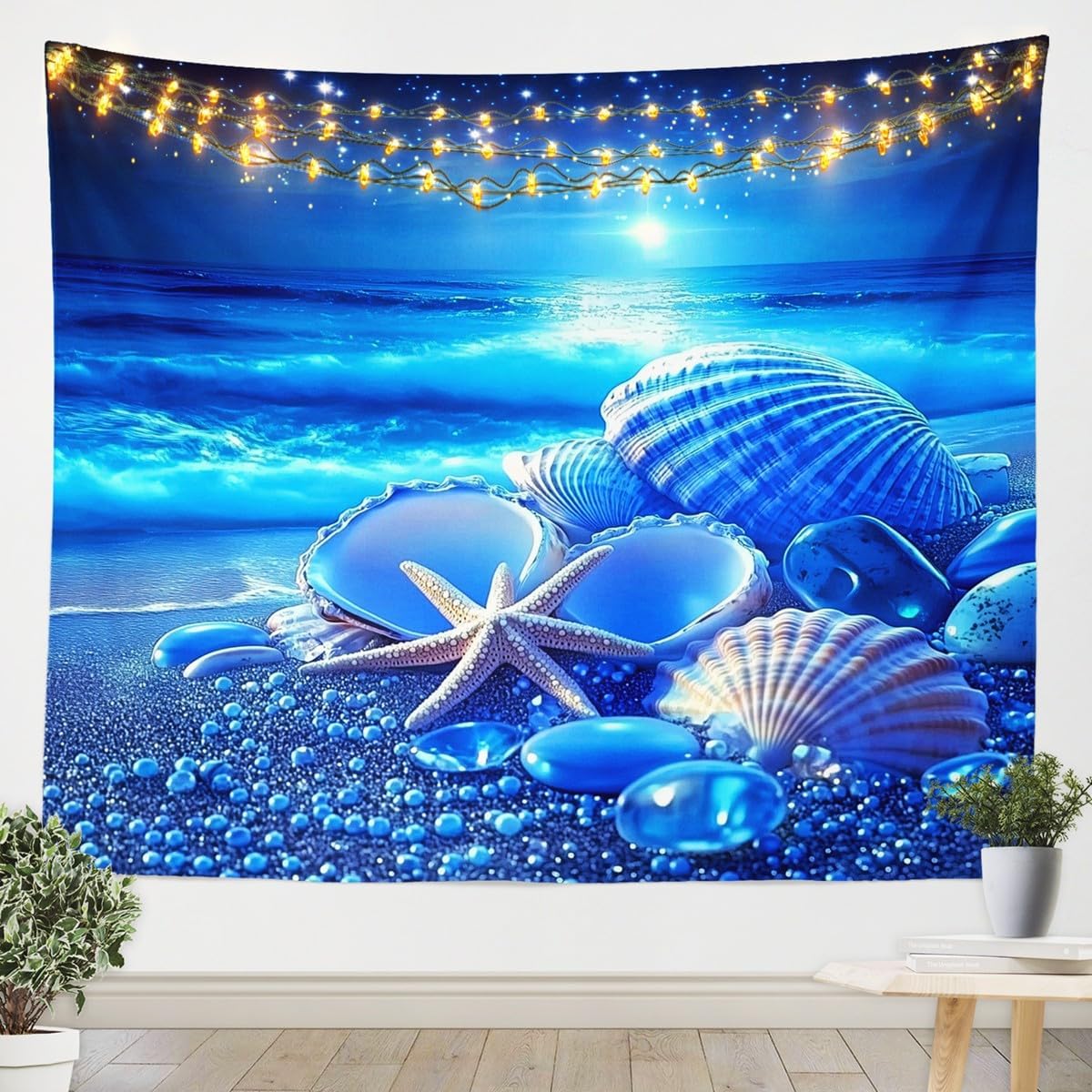 jejeloiu Vikings Ship Wall Blanket Large 59"x82" Moonlight Ocean Sea Tapestry for Boys Girls Coastal Wall Hanging Room Decorations Wall Art image 3