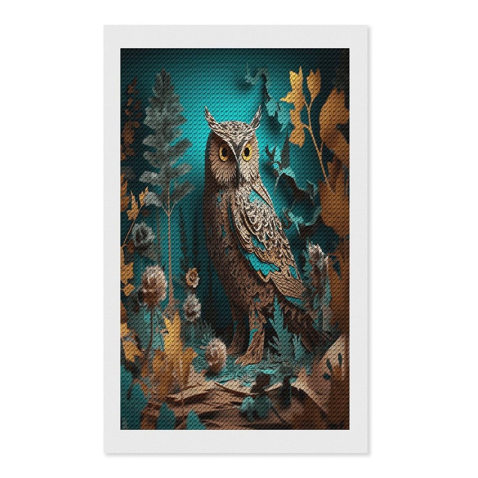 FekiLoot Owl Paint by Numbers Kit for Adults Beginner DIY Diamond Dots Paintings Round Full Drill Diamond Art Kits Picture Diamond Art Painting Kits for Home Decor 12"x20"