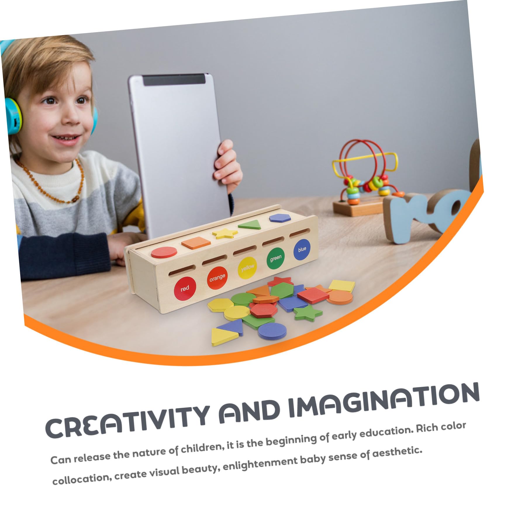 ORFOFE Clasificador de Formas Sensorial para Niños Pequeños, Juguete de Madera Duradero para Desarrollo Cognitivo y Coordinación