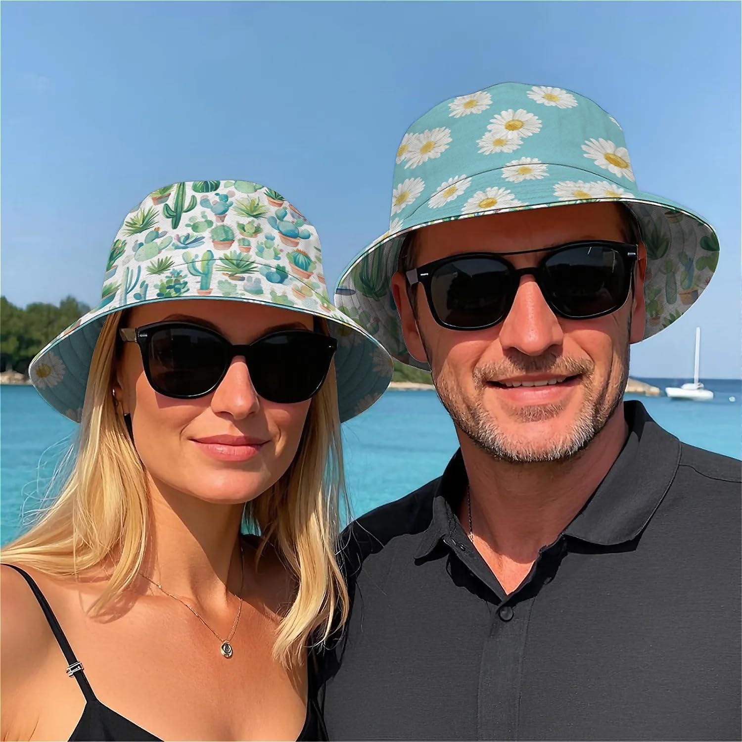 Bucket Hat for Women Men Unisex Sun Cap Packable Outdoor Fisherman Hat Headwear,Reversible Double-Side-Wear - Image 6