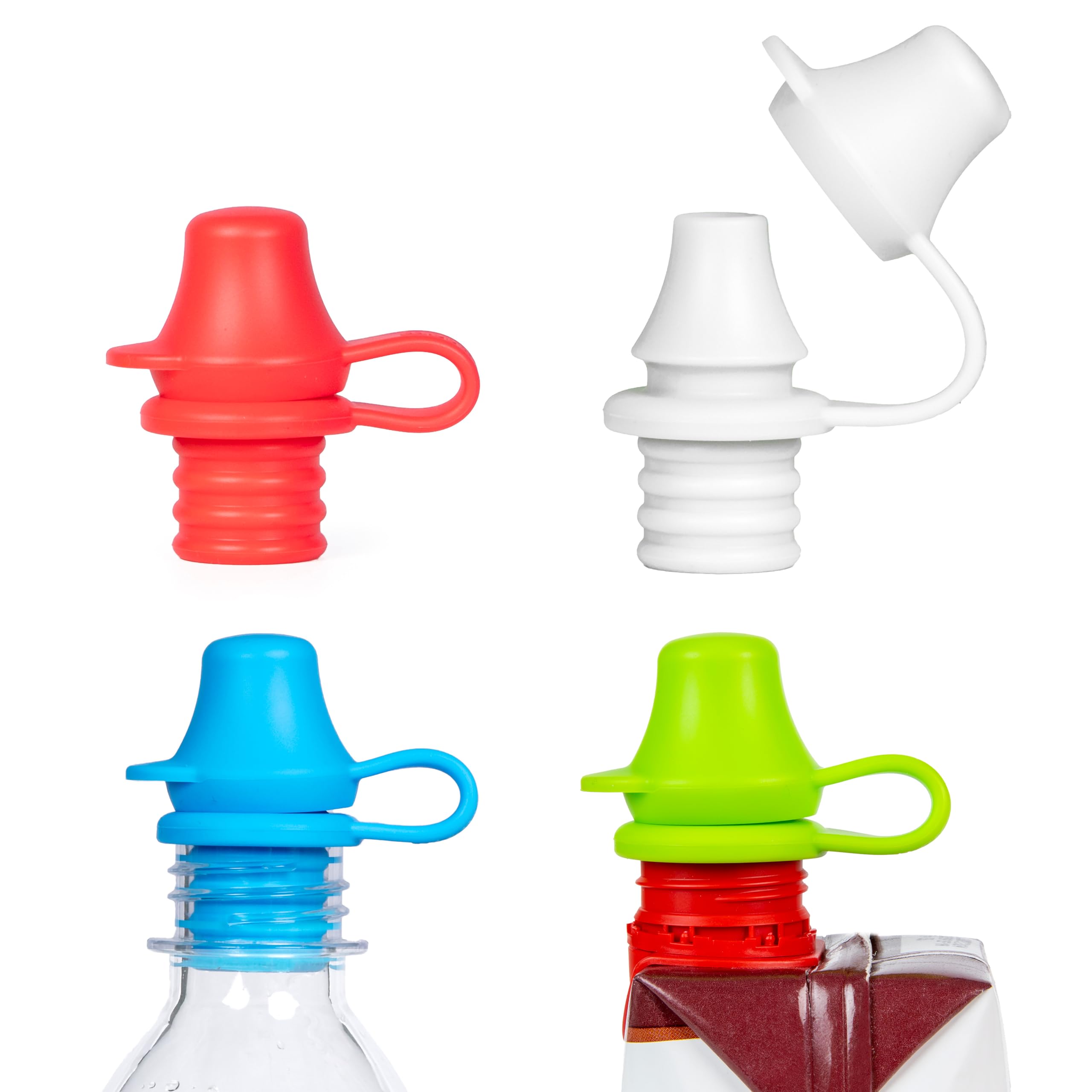 Kiddikap Original Water Bottle Topper for Toddlers – 100% Silicone Sippy Top Spout with Protective Cap makes the Bottle Top a Spill Proof Lid for Kids