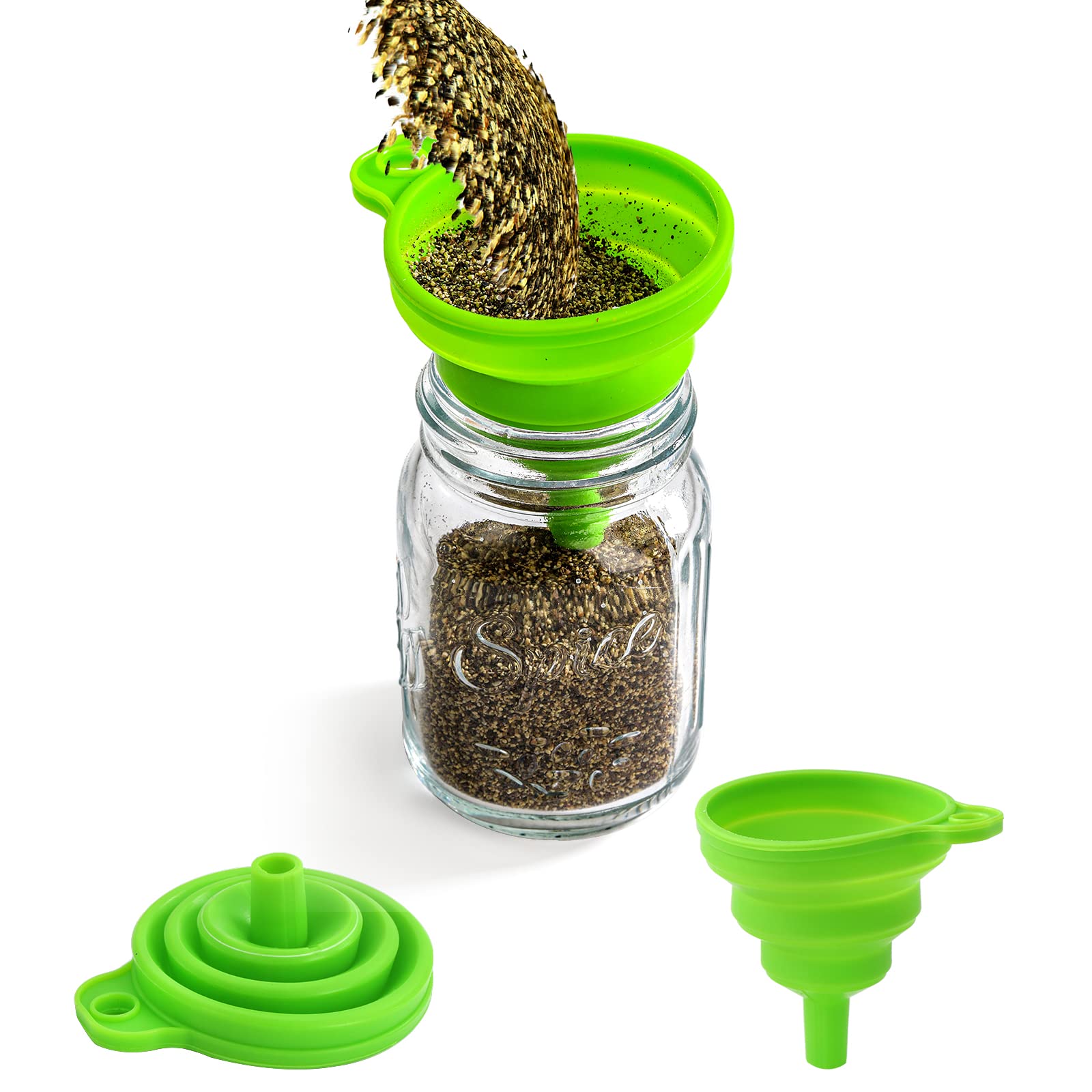 Coloch 30 Stück 118 ml Glas gewürzbehälter mit Metallkappe, Mason Gewürzglas runde Gewürzgläser mit faltbarem Gewürzstreuer Trichter für Kräuter und Gewürze, Gewürzpulver, DIY & Basteln Aufbewahrung