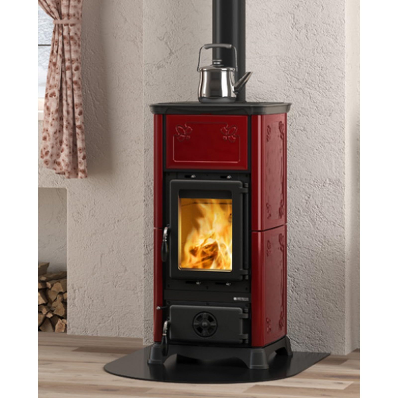La Nordica - Stufa a legna Emiliana finitura bordeaux da 45.3cm