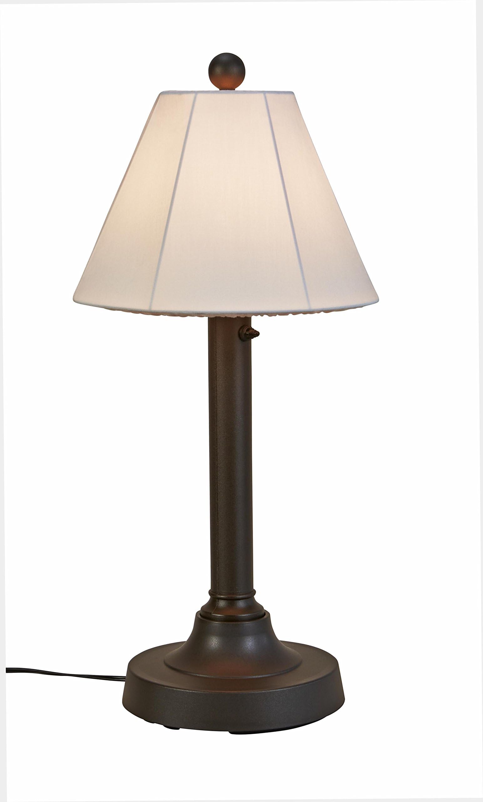 Patio Living Concepts 56077A Malibu Outdoor Table Lamp with Resin Body and Natural Canvas Sunbrella Shade Cover, 23" x 21" x 34"