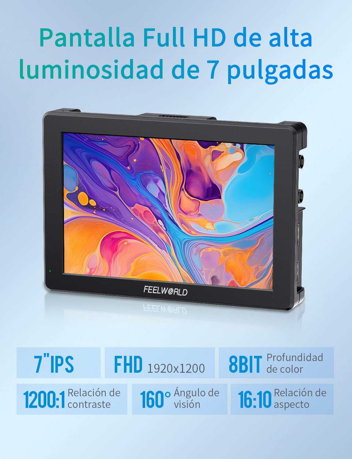FEELWORLD T7S Pro Monitor de cámara de Aluminio de 7 Pulgadas y 2000nits 1920 x 1200 IPS 4K HDMI60Hz 3G-SDI Forma de Onda LUT HDR con batería F750 y Bolsa