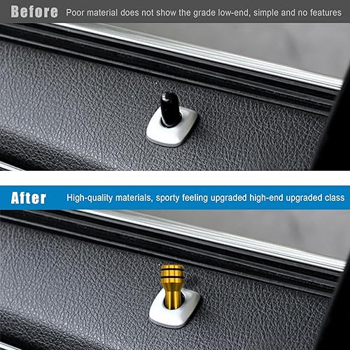 Miniatura 3 de Suvnie 4 pomos para cerradura de puerta de automóvil, 1.93 x 0.47 pulgadas, aleación de aluminio, pasadores de bloqueo de puerta interior,