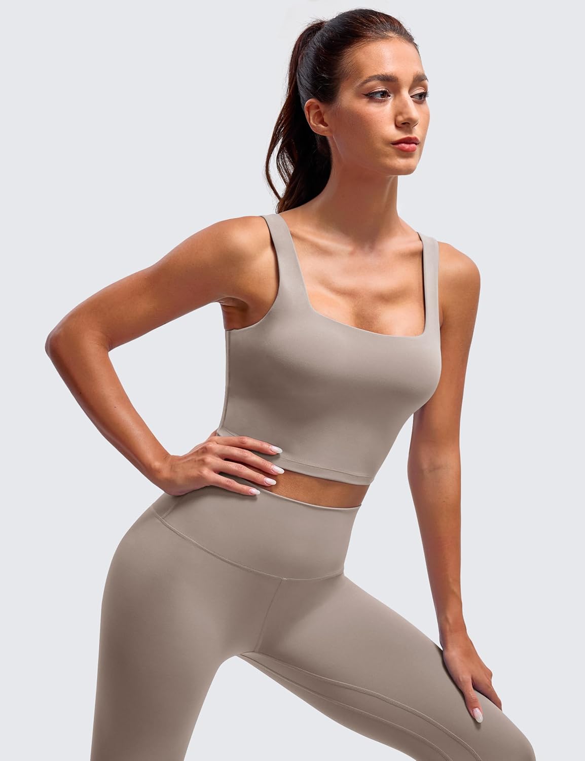 BAYDI Clouduxi Square Neck Sports Bras for Women - Padded Workout Tops with Built-in Bra U Back Gym Yoga Crop Tank Top - Image 4