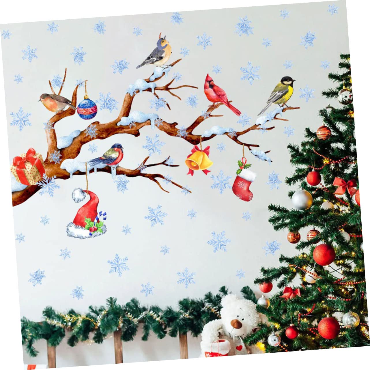5 Hojas De Navidad Pegatinas En Las Ventana Decoración De Copos De Nieve Ventana Se Aferra De Nieve Pegatinas En Las Ventana De Dibujos Animados Vivero Etiqueta Navidad Alipis
