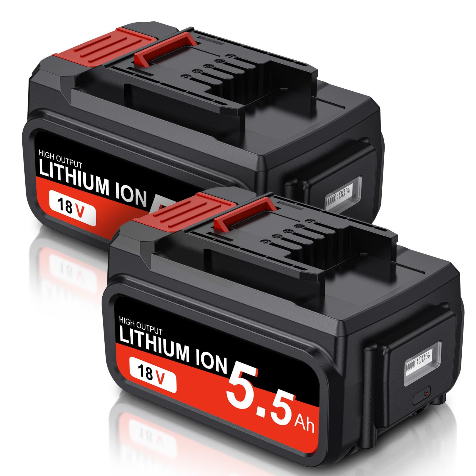 2 Stück 5.5Ah 18V Ersatz akku für Einhell Akku für Power X-Change Geräte, Li-Ion 18V mit LED-Leistungsanzeige Kompatibel mit Allen PXC-Geräten