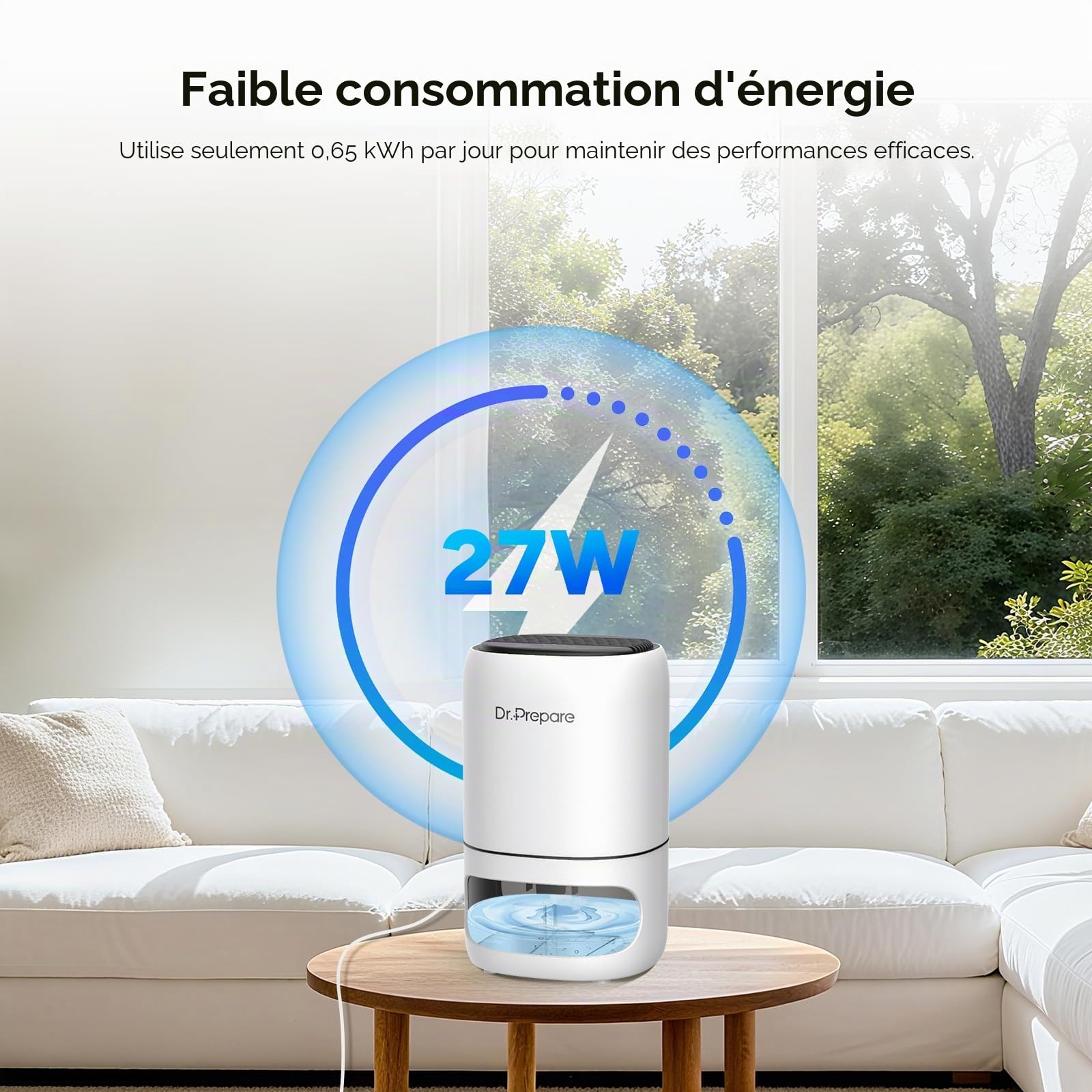 Dr.Prepare Deshumidificateur Electrique Deshumidificateur d air 1L Deshumidificateurs pour Chambre à Coucher Deshumidificateurs la Maison Portable et Ultra Silencieux, Chambre, Bains, Armoire