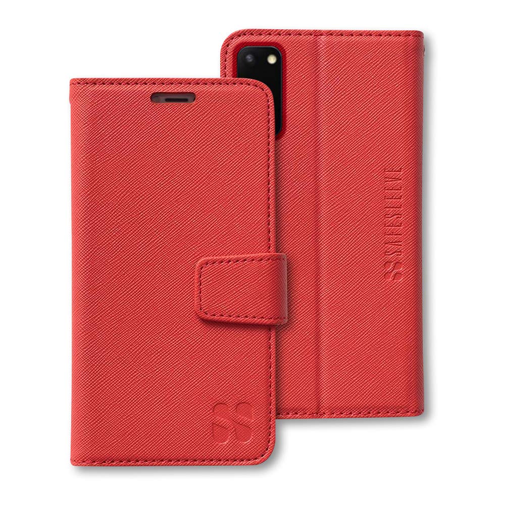 SafeSleeve EMF Protection Anti Radiation Samsung Galaxy Case: Galaxy S23 Plus RFID EMF Blocking Wallet Cell Phone Case (Red)