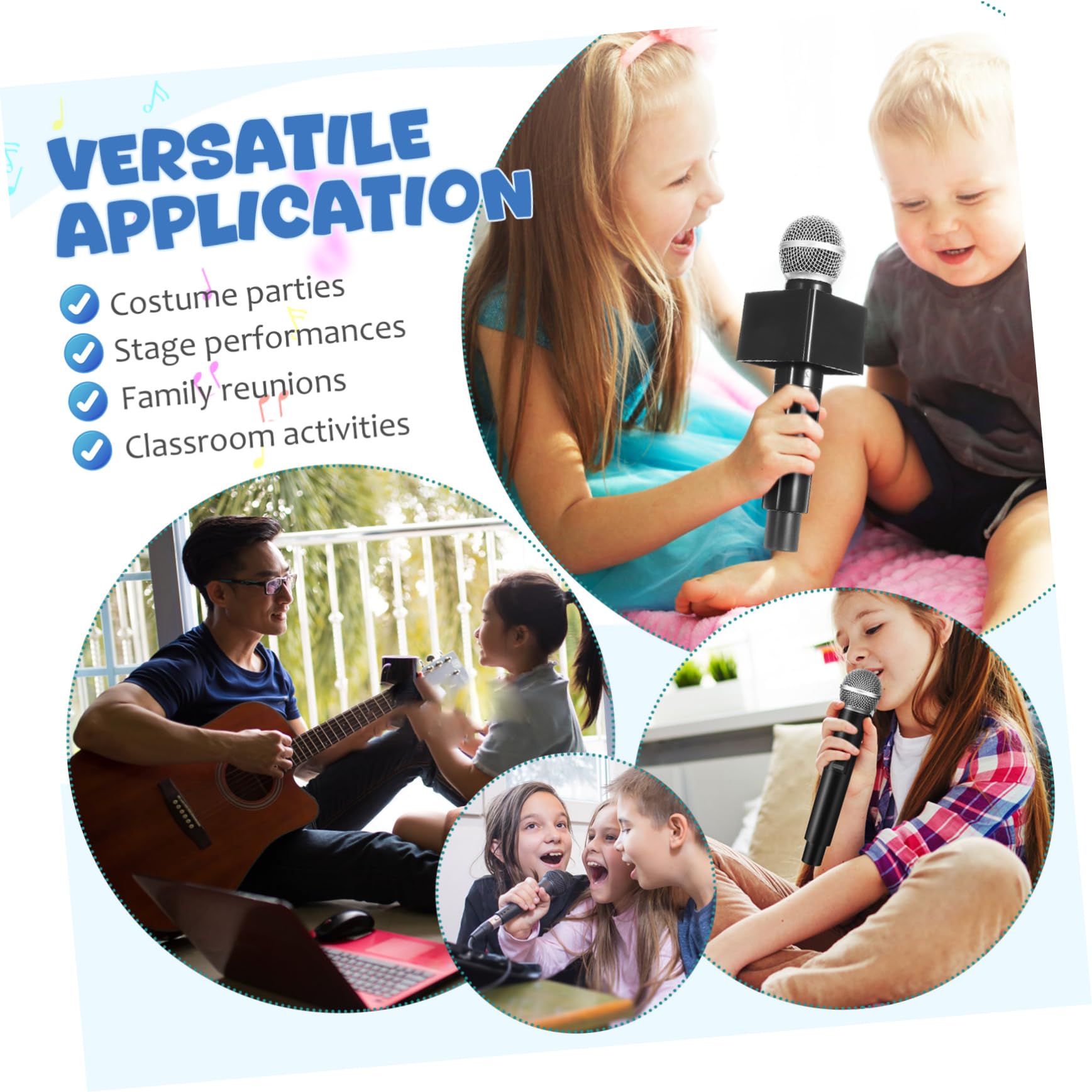 BESPORTBLE 4 Microfono Simulazione Leggero con Base Quadrata Microfono per Feste Spettacoli e Karaoke Palco