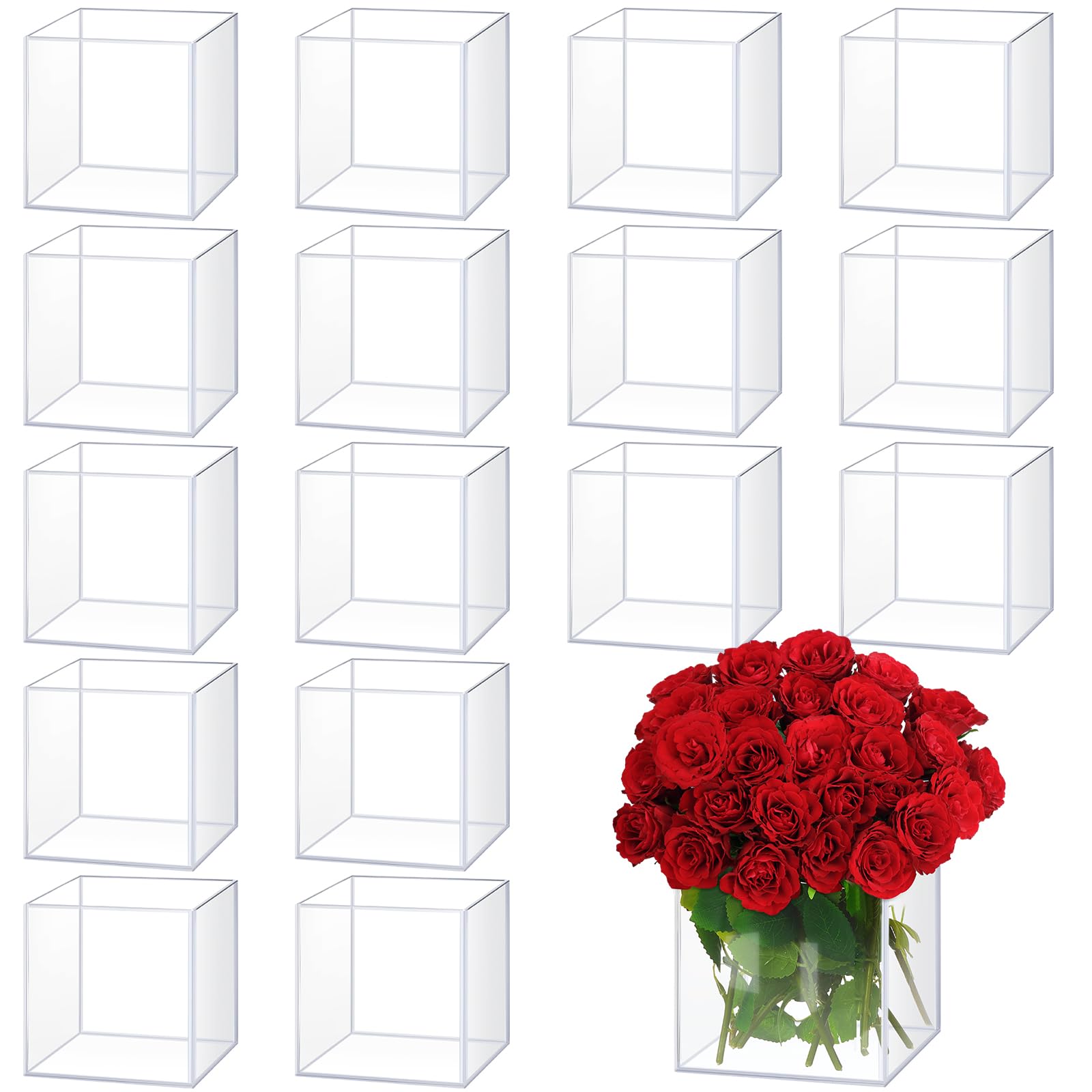 Thyle Acrylic Square Vases 5'' x 5'' x 5'' Clear Square Vases for
